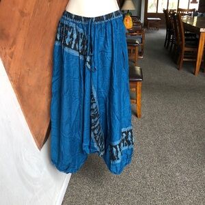 Harem Pants, Yoga Pants, Aladdin Pants,Thai Pants, Egyptian print, blue rayon
